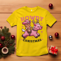 Howdy Christmas T Shirt Funny Gingerbread Cowboy Riding Reindeer Gift For Girl - Wonder Print Shop