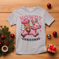 Howdy Christmas T Shirt Funny Gingerbread Cowboy Riding Reindeer Gift For Girl - Wonder Print Shop