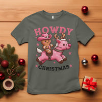 Howdy Christmas T Shirt Funny Gingerbread Cowboy Riding Reindeer Gift For Girl - Wonder Print Shop