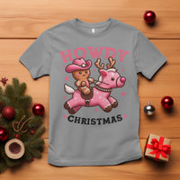 Howdy Christmas T Shirt Funny Gingerbread Cowboy Riding Reindeer Gift For Girl - Wonder Print Shop