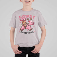 Howdy Christmas T Shirt For Kid Funny Gingerbread Cowboy Riding Reindeer Gift For Girl - Wonder Print Shop