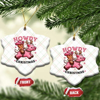 Howdy Christmas Ceramic Ornament Funny Gingerbread Cowboy Riding Reindeer Gift For Girl - Wonder Print Shop