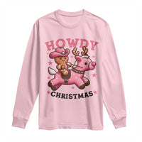 Howdy Christmas Long Sleeve Shirt Funny Gingerbread Cowboy Riding Reindeer Gift For Girl - Wonder Print Shop