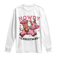 Howdy Christmas Long Sleeve Shirt Funny Gingerbread Cowboy Riding Reindeer Gift For Girl - Wonder Print Shop