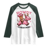 Howdy Christmas Raglan Shirt Funny Gingerbread Cowboy Riding Reindeer Gift For Girl - Wonder Print Shop