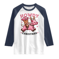Howdy Christmas Raglan Shirt Funny Gingerbread Cowboy Riding Reindeer Gift For Girl - Wonder Print Shop