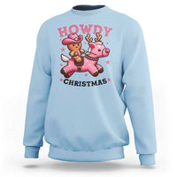 Howdy Christmas Sweatshirt Funny Gingerbread Cowboy Riding Reindeer Gift For Girl - Wonder Print Shop