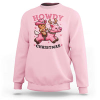 Howdy Christmas Sweatshirt Funny Gingerbread Cowboy Riding Reindeer Gift For Girl - Wonder Print Shop