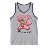Howdy Christmas Tank Top Funny Gingerbread Cowboy Riding Reindeer Gift For Girl - Wonder Print Shop