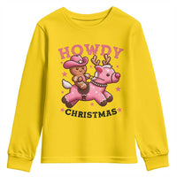 Howdy Christmas Youth Sweatshirt Funny Gingerbread Cowboy Riding Reindeer Gift For Girl - Wonder Print Shop