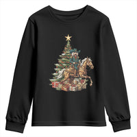 Funny Nutcracker Riding Horse Youth Sweatshirt Western Life Christmas Gift - Wonder Print Shop