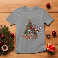 Outlaw Cowboy On Skeleton Horse T Shirt Dark Western Christmas - Wonder Print Shop