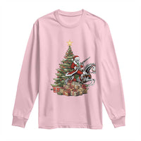 Outlaw Cowboy On Skeleton Horse Long Sleeve Shirt Dark Western Christmas - Wonder Print Shop