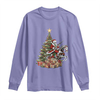 Outlaw Cowboy On Skeleton Horse Long Sleeve Shirt Dark Western Christmas - Wonder Print Shop
