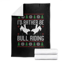 Id Rather Be Bull Riding Throw Blanket Rodeo Bull Rider Ugly Christmas Gift - Wonder Print Shop