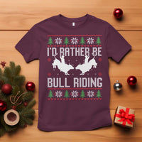 Id Rather Be Bull Riding T Shirt Rodeo Bull Rider Ugly Christmas Gift - Wonder Print Shop