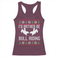 Id Rather Be Bull Riding Racerback Tank Top Rodeo Bull Rider Ugly Christmas Gift - Wonder Print Shop
