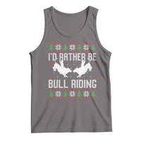 Id Rather Be Bull Riding Tank Top Rodeo Bull Rider Ugly Christmas Gift - Wonder Print Shop