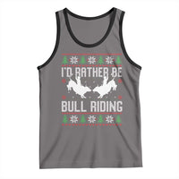 Id Rather Be Bull Riding Tank Top Rodeo Bull Rider Ugly Christmas Gift - Wonder Print Shop