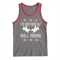 Id Rather Be Bull Riding Tank Top Rodeo Bull Rider Ugly Christmas Gift - Wonder Print Shop
