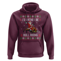 Id Rather Be Bull Riding Hoodie Black Santa Bull Rider Ugly Christmas Gift - Wonder Print Shop