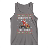 Id Rather Be Bull Riding Tank Top Black Santa Bull Rider Ugly Christmas Gift - Wonder Print Shop