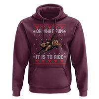 Western Bull Riding Ugly Christmas Hoodie Oh What Fun It Is To Ride - Wonder Print Shop