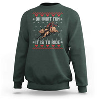 Western Bull Riding Ugly Christmas Sweatshirt Oh What Fun It Is To Ride - Wonder Print Shop