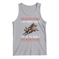 Western Bull Riding Ugly Christmas Tank Top Oh What Fun It Is To Ride - Wonder Print Shop