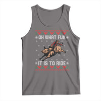 Western Bull Riding Ugly Christmas Tank Top Oh What Fun It Is To Ride - Wonder Print Shop