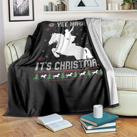 Yee Haw It Is Christmas Throw Blanket Funny Ugly Xmas Rodeo Gift For Cowgirl - Wonder Print Shop