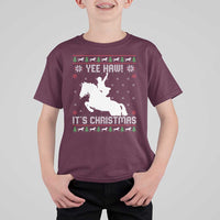 Yee Haw It Is Christmas T Shirt For Kid Funny Ugly Xmas Rodeo Gift For Cowgirl - Wonder Print Shop