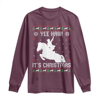 Yee Haw It Is Christmas Long Sleeve Shirt Funny Ugly Xmas Rodeo Gift For Cowgirl - Wonder Print Shop