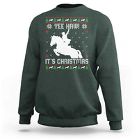 Yee Haw It Is Christmas Sweatshirt Funny Ugly Xmas Rodeo Gift For Cowgirl - Wonder Print Shop