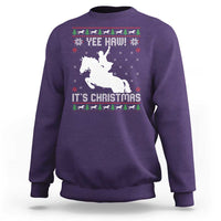 Yee Haw It Is Christmas Sweatshirt Funny Ugly Xmas Rodeo Gift For Cowgirl - Wonder Print Shop