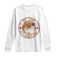 Yee Haw It Is Christmas Long Sleeve Shirt Funny Black Santa Cowboy - Wonder Print Shop