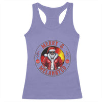 Black Santa Merry And Melanated Racerback Tank Top Christmas Holiday Gift - Wonder Print Shop