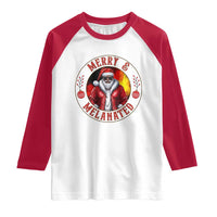 Black Santa Merry And Melanated Raglan Shirt Christmas Holiday Gift - Wonder Print Shop