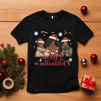 Melanin Christmas T Shirt Merry And Melanated Holiday Gift For Girl - Wonder Print Shop