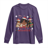 Melanin Christmas Long Sleeve Shirt Merry And Melanated Holiday Gift For Girl - Wonder Print Shop