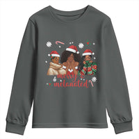 Melanin Christmas Youth Sweatshirt Merry And Melanated Holiday Gift For Girl - Wonder Print Shop
