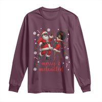 African American Christmas Long Sleeve Shirt Funny Dancing Black Santa And Mrs Claus Merry And Melanated - Wonder Print Shop