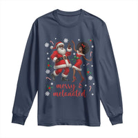 African American Christmas Long Sleeve Shirt Funny Dancing Black Santa And Mrs Claus Merry And Melanated - Wonder Print Shop