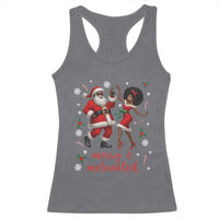 African American Christmas Racerback Tank Top Funny Dancing Black Santa And Mrs Claus Merry And Melanated - Wonder Print Shop