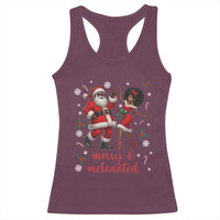 African American Christmas Racerback Tank Top Funny Dancing Black Santa And Mrs Claus Merry And Melanated - Wonder Print Shop
