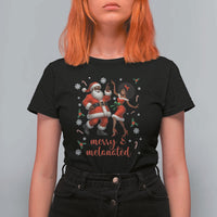 African American Christmas T Shirt For Women Funny Dancing Black Santa And Mrs Claus Merry And Melanated - Wonder Print Shop
