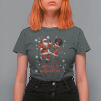 African American Christmas T Shirt For Women Funny Dancing Black Santa And Mrs Claus Merry And Melanated - Wonder Print Shop