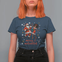 African American Christmas T Shirt For Women Funny Dancing Black Santa And Mrs Claus Merry And Melanated - Wonder Print Shop