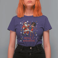 African American Christmas T Shirt For Women Funny Dancing Black Santa And Mrs Claus Merry And Melanated - Wonder Print Shop