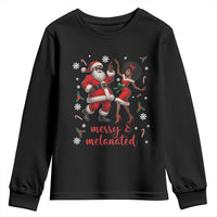 African American Christmas Youth Sweatshirt Funny Dancing Black Santa And Mrs Claus Merry And Melanated - Wonder Print Shop